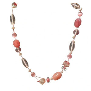 LIA Sophia pink glass bead necklace 16" with a 3" extender